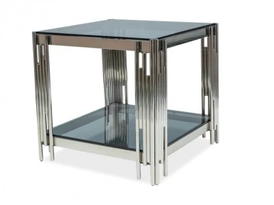 Design Plus Studio Kuchni & Salon Meblowy | ŁAWA FOSSIL B SZKŁO DYMIONE/SREBRNY 55X55 | 5901477274558