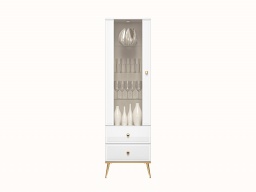 Design Plus Studio Kuchni & Salon Meblowy | Goldin 02 Biały alpejski/Biały połysk - witryna | 
