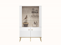 Design Plus Studio Kuchni & Salon Meblowy | Goldin 03 Biały alpejski/Biały połysk - witryna | 