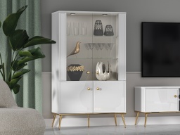 Design Plus Studio Kuchni & Salon Meblowy | Goldin 03 Biały alpejski/Biały połysk - witryna | 