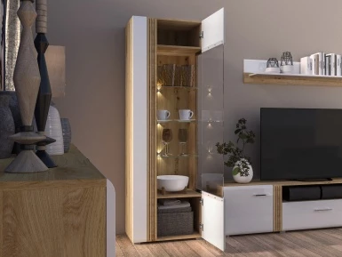 Design Plus Studio Kuchni & Salon Meblowy | Adagio 02 Prawy dąb castello - witryna | 