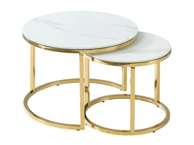 Design Plus Studio Kuchni & Salon Meblowy | ŁAWA MUSE II BIAŁY EFEKT MARMURU/ZŁOTY (ZESTAW) | 5904824400914