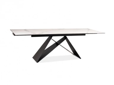 Design Plus Studio Kuchni & Salon Meblowy | STÓŁ WESTIN III CERAMIC BIAŁY STATUARIO VENATO / CZARNY MAT (160-240)X90 | 5901477282706