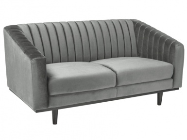 Design Plus Studio Kuchni & Salon Meblowy | SOFA ASPREY 2 VELVET SZARY BLUVEL 14/ WENGE | 5901477277184