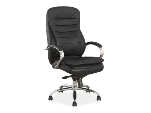Design Plus Studio Kuchni & Salon Meblowy | FOTEL OBROTOWY Q-154 CZARNY SKÓRA | 5901477247095