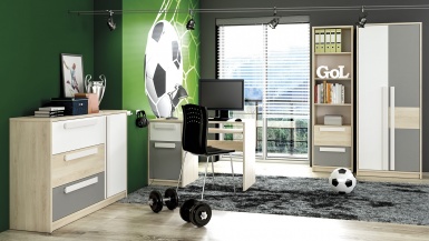 Design Plus Studio Kuchni & Salon Meblowy | Drop 05-01 buk fjord/ szara platyna - regał | 