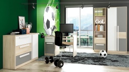 Design Plus Studio Kuchni & Salon Meblowy | Drop 05-01 buk fjord/ szara platyna - regał | 