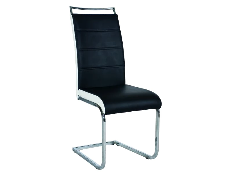 Design Plus Studio Kuchni & Salon Meblowy | KRZESŁO H441 CHROM/CZARNY/BIAŁE BOKI EKOSKÓRA | 5901477225178
