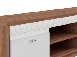 Design Plus Studio Kuchni & Salon Meblowy | DALLAS 11-01 orzech naturalny/MDF biały połysk - szafka RTV | 