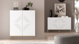 Design Plus Studio Kuchni & Salon Meblowy | Clearing 01 Biały alpejski / Podstawa złoty - komoda 2D | 