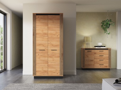 Design Plus Studio Kuchni & Salon Meblowy | URSO 03 craft złoty/czarny - szafa 2D | 