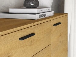 Design Plus Studio Kuchni & Salon Meblowy | MODESTO 05 dąb stylowy/czarny - komoda 4S1D | 