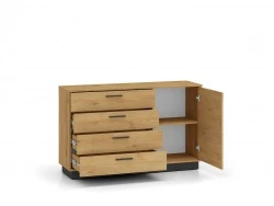 Design Plus Studio Kuchni & Salon Meblowy | MODESTO 05 dąb stylowy/czarny - komoda 4S1D | 