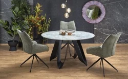 Design Plus Studio Kuchni & Salon Meblowy | GIOVANI stół okrągły, blat - zielony marmur, nogi - czarny (2p1szt) | 2010001201168