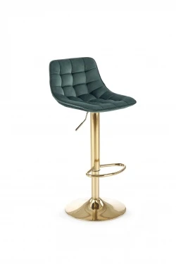 Design Plus Studio Kuchni & Salon Meblowy | H120 hoker nogi - złote, siedzisko - ciemny zielony (1p1szt) | 2010001194729