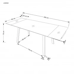 Design Plus Studio Kuchni & Salon Meblowy | LOZANO stół rozkładany, czarny marmur / orzechowy (2p1szt) | 2010001196716