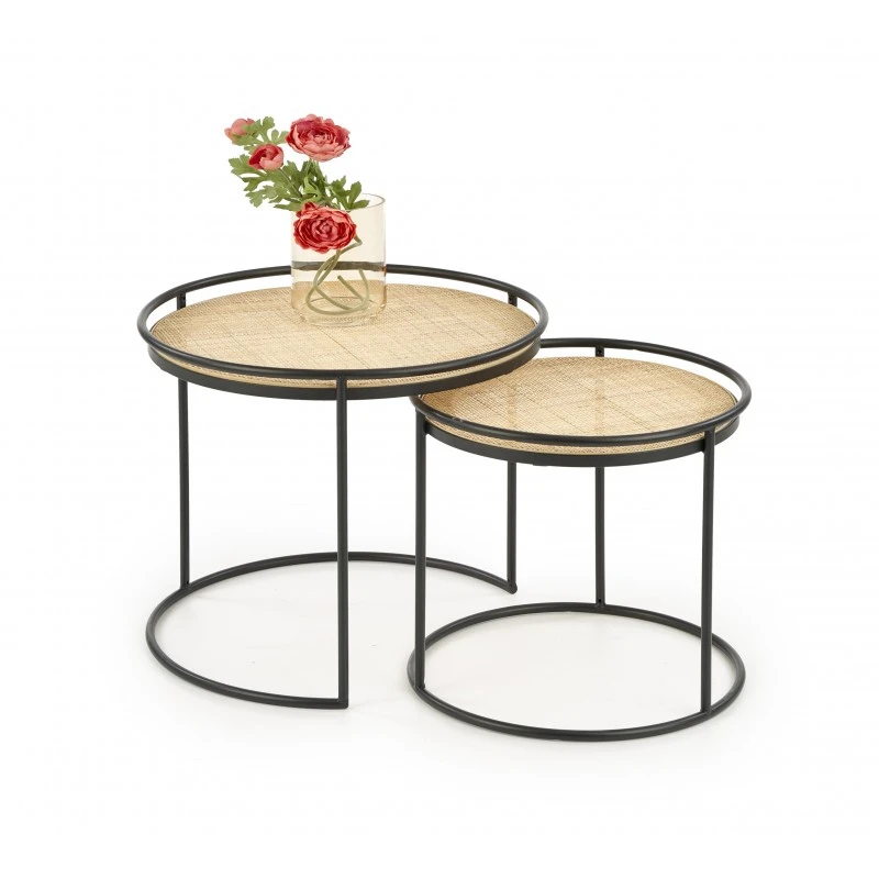 Design Plus Studio Kuchni & Salon Meblowy | MANADO zestaw 2 ław czarny / naturalny (1p1szt) | 2010001176206