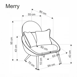 Design Plus Studio Kuchni & Salon Meblowy | MERRY fotel wypoczynkowy, popielaty (1p1szt) | 2010001196495