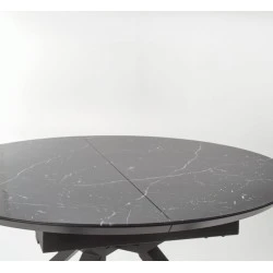 Design Plus Studio Kuchni & Salon Meblowy | VERTIGO stół rozkładany, blat - czarny marmur, nogi - czarny (2p1szt) | 2010001184799