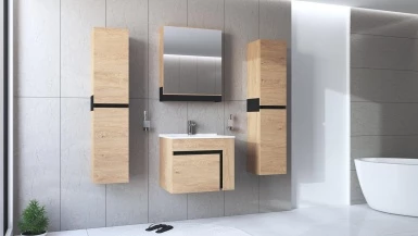 Design Plus Studio Kuchni & Salon Meblowy | DUESA Szafka pod umywalkę 60/1S dąb złoty (1p1szt) | 5905248133556