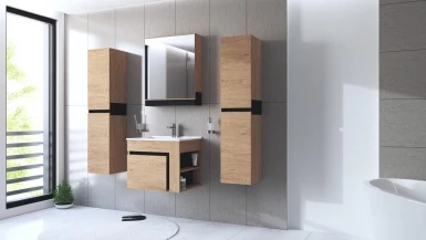 Design Plus Studio Kuchni & Salon Meblowy | DUESA Szafka pod umywalkę 60/1S dąb złoty (1p1szt) | 5905248133556