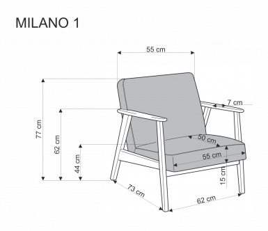 Design Plus Studio Kuchni & Salon Meblowy | MILANO 1S fotel - oliwkowy tap. Castel 39 (1p1szt) | 5905248133938