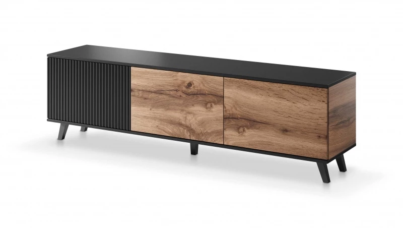 Design Plus Studio Kuchni & Salon Meblowy | RANDOM RTV-2 stolik RTV 180 cm dąb wotan/czarny (2p1szt) | 2010001191179