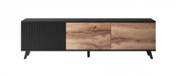 Design Plus Studio Kuchni & Salon Meblowy | RANDOM RTV-2 stolik RTV 180 cm dąb wotan/czarny (2p1szt) | 2010001191179