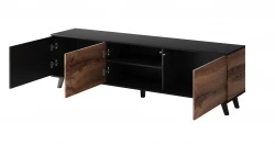 Design Plus Studio Kuchni & Salon Meblowy | RANDOM RTV-2 stolik RTV 180 cm dąb wotan/czarny (2p1szt) | 2010001191179
