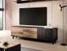 Design Plus Studio Kuchni & Salon Meblowy | RANDOM RTV-2 stolik RTV 180 cm dąb wotan/czarny (2p1szt) | 2010001191179