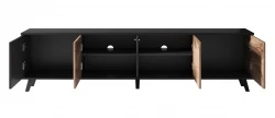 Design Plus Studio Kuchni & Salon Meblowy | RANDOM RTV-3 stolik RTV 200 cm dąb wotan/czarny (2p1szt) | 2010001194415