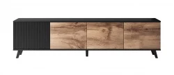 Design Plus Studio Kuchni & Salon Meblowy | RANDOM RTV-3 stolik RTV 200 cm dąb wotan/czarny (2p1szt) | 2010001194415