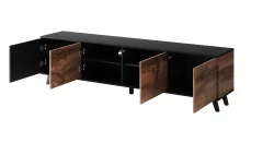 Design Plus Studio Kuchni & Salon Meblowy | RANDOM RTV-3 stolik RTV 200 cm dąb wotan/czarny (2p1szt) | 2010001194415