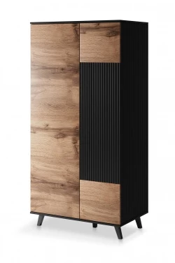 Design Plus Studio Kuchni & Salon Meblowy | RANDOM S-1 szafa dąb wotan/czarny (3p1szt) | 2010001194408