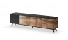Design Plus Studio Kuchni & Salon Meblowy | RANDOM RTV-3 stolik RTV 200 cm dąb wotan/czarny (2p1szt) | 2010001194415