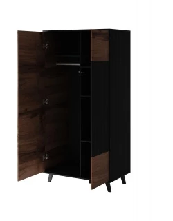 Design Plus Studio Kuchni & Salon Meblowy | RANDOM S-1 szafa dąb wotan/czarny (3p1szt) | 2010001194408