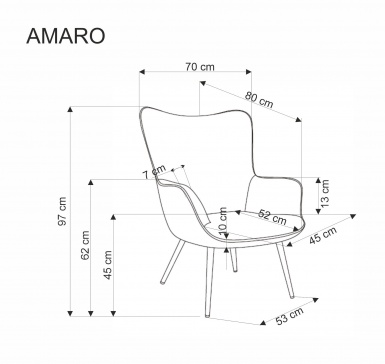 Design Plus Studio Kuchni & Salon Meblowy | AMARO fotel wypoczynkowy, popielaty (1p1szt) | 2010001200680