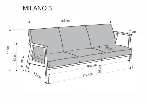 Design Plus Studio Kuchni & Salon Meblowy | MILANO 3S sofa - beżowy tap. Castel 15 (1p1szt) | 2010001202165