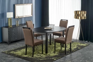 Design Plus Studio Kuchni & Salon Meblowy | RINGO stół kolor blat czarny, nogi - czarny (102-142x102x76 cm) (2p1szt) | 2010001193968