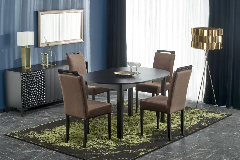 Design Plus Studio Kuchni & Salon Meblowy | RINGO stół kolor blat czarny, nogi - czarny (102-142x102x76 cm) (2p1szt) | 2010001193968