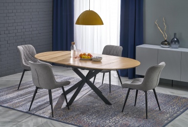 Design Plus Studio Kuchni & Salon Meblowy | ACORD stół rozkładany, naturalny / czarny (2p1szt) | 5905248136267