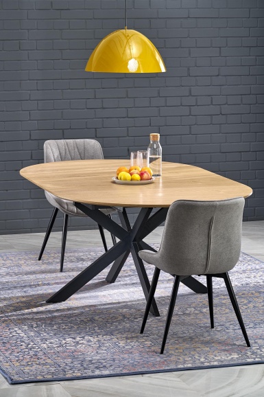 Design Plus Studio Kuchni & Salon Meblowy | ACORD stół rozkładany, naturalny / czarny (2p1szt) | 5905248136267