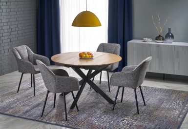 Design Plus Studio Kuchni & Salon Meblowy | ACORD stół rozkładany, naturalny / czarny (2p1szt) | 5905248136267