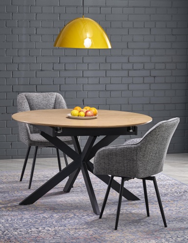 Design Plus Studio Kuchni & Salon Meblowy | ACORD stół rozkładany, naturalny / czarny (2p1szt) | 5905248136267