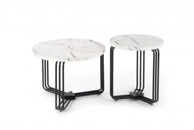 Design Plus Studio Kuchni & Salon Meblowy | ANTICA M ława blat - biały marmur, stelaż - czarny (2p1szt) | 2010001182474