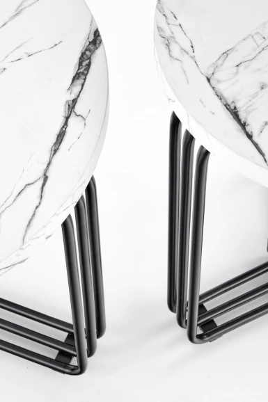 Design Plus Studio Kuchni & Salon Meblowy | ANTICA M ława blat - biały marmur, stelaż - czarny (2p1szt) | 2010001182474