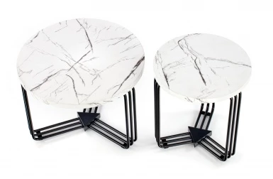 Design Plus Studio Kuchni & Salon Meblowy | ANTICA M ława blat - biały marmur, stelaż - czarny (2p1szt) | 2010001182474