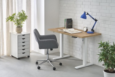 Design Plus Studio Kuchni & Salon Meblowy | B54 biurko z funkcją regulacji wysokości, blat - dąb artisan, stelaż - biały (2p1szt) | 5905248137530