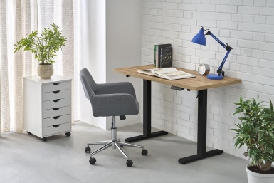 Design Plus Studio Kuchni & Salon Meblowy | B54 biurko z funkcją regulacji wysokości, blat - dąb artisan, stelaż - czarny (2p1szt) | 5905248137547