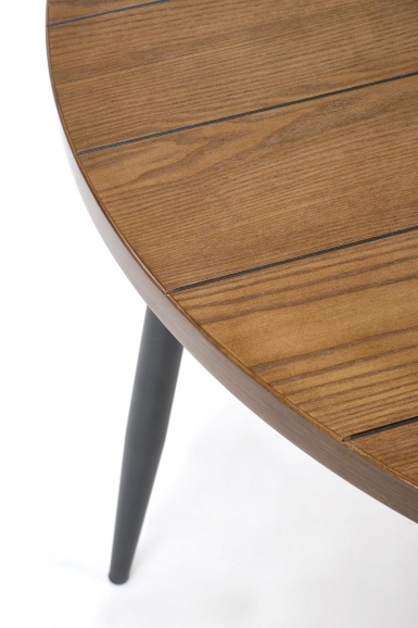 Design Plus Studio Kuchni & Salon Meblowy | BARRY stół okrągły, blat - orzechowy, nogi - czarny (1p1szt) | 5905248136281